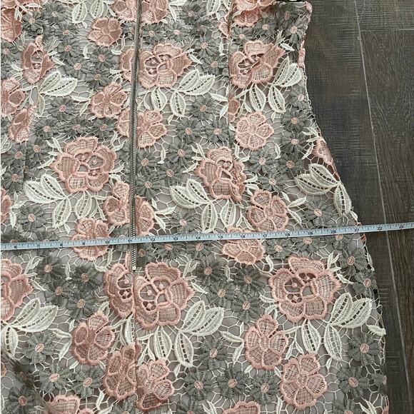 Calvin Klein Floral Embroidered Cap Sleeves Lace Sheath Dress Size 14 - Picture 5 of 11